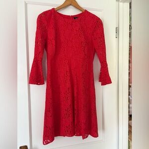 Lulu's Scarlet Lace Long Sleeve Dress